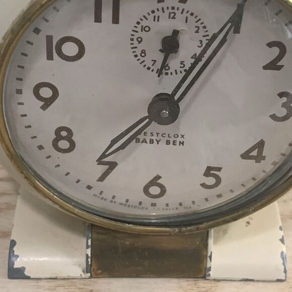 Vintage Westclox Baby Ben Bedside Alarm Clock Metal Body Plastic Face - Picture 5 of 16